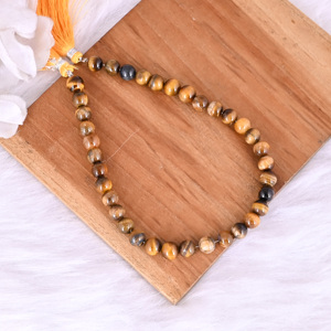 Perles rondes lisses en œil de tigre, pierres précieuses en vrac, 17,8 grammes, 6x6 mm, pour la fabrication de bijoux |   Fil de fer à une brin - Product Image 2