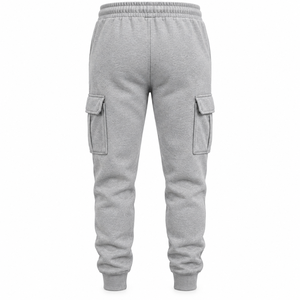 Pantalones Deportivos Grises para Hombre, Cintura Elástica con Cordón, Múltiples Bolsillos, Estilo Jogger Informal, Ropa de Otoño - Product Image 2