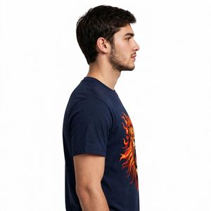 NEXTEX T-shirt unisexe Roaring Lion en jersey de coton doux bleu marine à col rond décontracté - Product Image 4