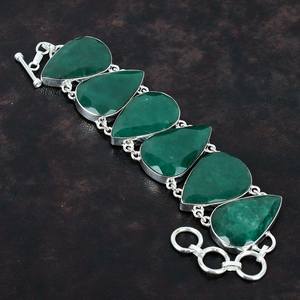 กำไลข้อมือทำมือจากมรกตแซมเบียทรงหยดน้ำ เครื่องประดับเงินแท้ มรกตสีเขียวธรรมชาติ สำหรับผู้หญิง ขายส่ง - Product Image 6