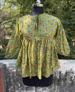 Tunique imprimée en coton pour femmes, mini-robe à col rond, confortable, décontractée, à porter au quotidien - Product Image 4