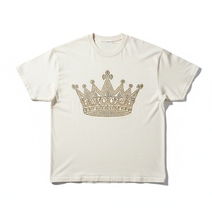 Oversized Rhinestone T <b>Shirt</b> <b>Men</b> High Street Hip Hop Bling Tee Premium Combed Cotton Custom Graphic Diamond Top Vendor - Product Image 1