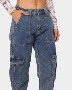 Pantalon cargo en jean coupe large style High Street, coupe ample, délavé, disponible pour la vente en gros et l'OEM - Product Image 6
