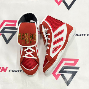 No Boxing No Life - Zapatos de Boxeo de Cuero Premium, Color Personalizado, Logotipo Personalizado, Cierre con Cordones, Antideslizantes, Alta Calidad, Duraderos - Product Image 1
