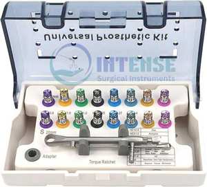 Kit professionnel de prothèses d'implants universels 16 pièces en acier inoxydable avec clé dynamométrique manuelle ergonomique 10-70 Ncm pour usage dentaire - Product Image 2