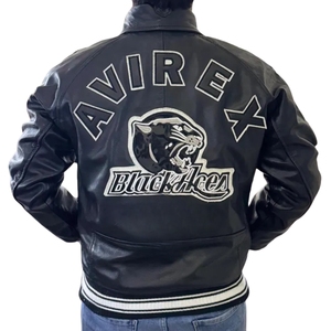 Blouson Bomber Universitaire Oversize en Cuir d'Agneau Style Vintage Y2K « Black Aces » Tuskegee Airmen – Collection Luxe Streetwear - Product Image 1