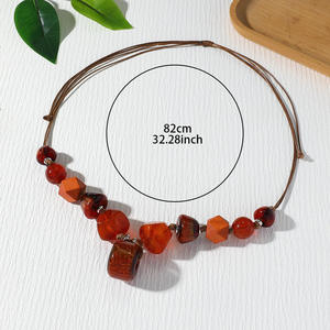 Collar de Cuentas de Resina Estilo Bohemio, Joyería Hecha a Mano Multicolor Vibrante, Accesorio de Moda para Atuendos Casuales de Mujer - Product Image 4