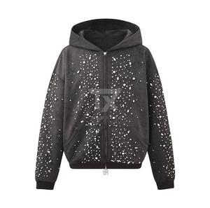 Nouvelle Collection Hiver : Sweats à Capuche Homme Ornés de Strass, Motif Uni, Fabriqués sur Mesure au Pakistan, Teinture Unie - Product Image 2
