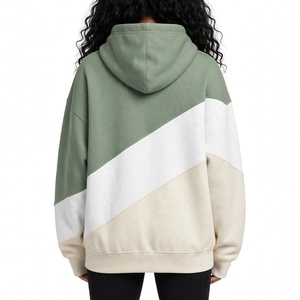 Sweat à capuche polaire color block pour femme, décontracté, à manches longues, avec cordon de serrage, à empiècements diagonaux, style streetwear sportif - Product Image 2