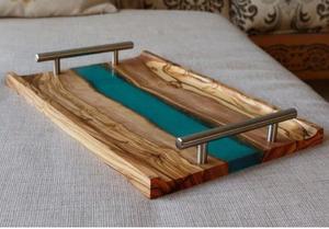 Elegante Bandeja Decorativa para el Hogar de Madera y Resina con Acabado Brillante y Textura Natural para Servicio Premium y Comercio Internacional - Product Image 6