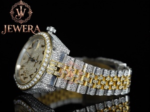 Montre analogique de luxe pour homme en acier inoxydable avec cadran en verre, aspect diamant brillant, mouvement automatique mécanique pour les mariages et les événements de mode - Product Image 5