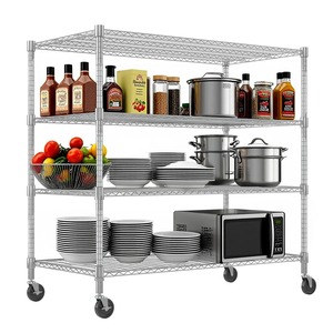 Affordable Silver Stainless Steel 4 Tier <b>Kitchen</b> <b>Storage</b> Rack Modern Heavy Duty Multi Layer Organizer <b>Shelf</b> At Reasonable Price - Product Image 2
