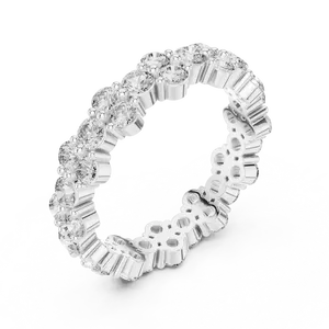 Double <b>Row</b> Cluster Round Lab Grown Diamond Eternity Band 1.98ctw 10K 14K 18K Solid Gold Unisex Ring IGI Certified Fine Jewelry - Product Image 6