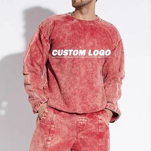 Bulk drop shoulder crewnecks mens daily wear sweatshirts for Menswear Brands Custom acid wash sweatshirts - Product Image 1