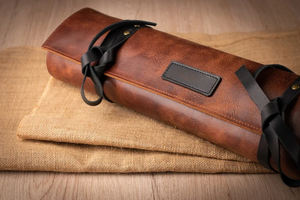 Customized Logo Genuine Cow Leather Lightweight Portable Kitchen Professional Chef <b>Knife</b> Roll Bag <b>Holder</b> LKR-0203 - Product Image 2