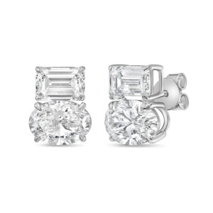 3 CT Lab Grown <b>Emerald</b> And Oval Diamond Earrings <b>Emerald</b> and Oval cut lab grown diamonds - Product Image 1