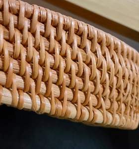 Plateau de service rond en rotin avec poignées, tressé à la main, style bohème, pour le petit-déjeuner, le thé, les collations, rangement domestique - Product Image 4