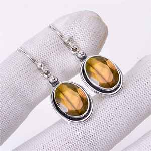 Boucles d'oreilles pendantes en labradorite faites à la main, bijoux en argent sterling 925, pierres précieuses, boucles d'oreilles de luxe, cadeau pour femme - Product Image 5