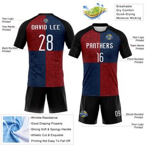 Conjunto de Camiseta de Voleibol Sublimada Personalizada, Roja, Azul y Negra, Cuello Redondo, Manga Corta, Absorbe la Humedad, Ropa Deportiva para Hombre Adulto - Product Image 3