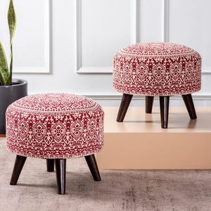 Minimalist Wooden Ottoman Bench <b>Stool</b> with Fabric <b>Cushion</b> Modern Footrest Seat for Living Room and Bedroom - Product Image 6