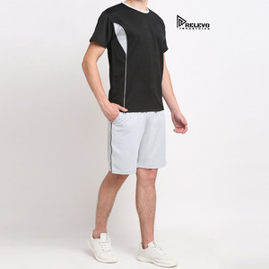Best High Quality Customize Logo Designer Silk Screen Printed <b>Knitted</b> Two Piece Summer Short <b>Set</b> T-Shirt and Shorts for Men - Product Image 4
