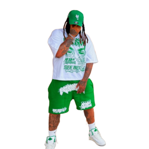 Conjuntos de dos piezas de verano casuales para hombre, camiseta y pantalones cortos de punto con estampados y bordados para uso urbano. - Product Image 1