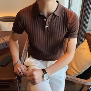 เสื้อโปโลผู้ชายแบบเรียบง่ายสไตล์ลำลองสำหรับขายส่ง คุณภาพสูง รับสั่งทำโลโก้ เสื้อยืดถัก ผ้าโพลีเอสเตอร์/คอตตอน สีพื้น - Product Image 3