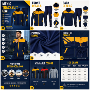 Adult Unisex Washed Hooded Casual Lightweight <b>Tracksuit</b> Blue Yellow Color Long Sleeve Slim Fit Fleece Sports Jogging Running - Product Image 6