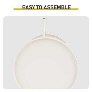 Table de patio ronde à 2 niveaux en métal blanc crème, petite table d'appoint intérieure/extérieure, table basse pour la maison et le jardin - Product Image 3