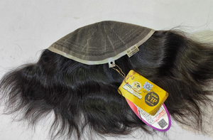 <b>Men's</b> 10-Inch Full Lace Virgin Hair Indian Remy Hair Natural Wave/Straight Style Mono Base Invisible Knots Middle 120%-150% - Product Image 6