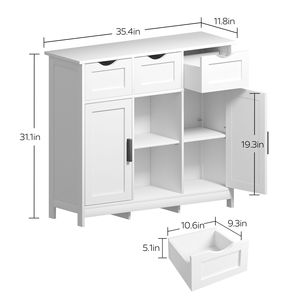 Wooden Floor Cabinet with Drawers Shelves <b>Sideboard</b> <b>Storage</b> Cabinets for Living Room Bedroom Bathroom Accent Accent Furniture - Product Image 1
