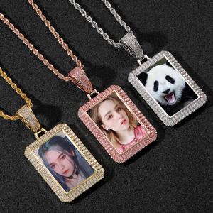 <b>Memory</b> Photo Pendant Silver Lab Grown Diamond Vertical Frame Custom Picture Pendant - Product Image 4