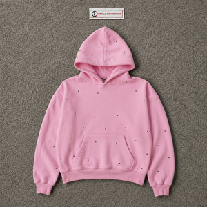 Sweat-shirt à capuche rose à strass pour femme, coupe oversize, style streetwear, avec fermeture éclair intégrale, orné de clous brillants, en polaire douce, décontracté et tendance - Product Image 5