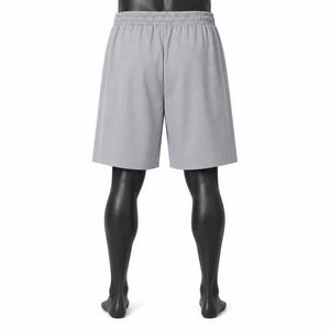 Shorts décontractés gris pour hommes à séchage rapide avec cordon de serrage, couleur unie, en polyester tricoté, taille mi-haute avec poches, prix abordable - Product Image 6