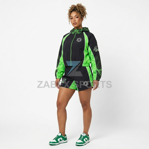 OEM ODM Unisex Cropped <b>Hoodie</b> & Shorts Activewear Set Custom Solid Breathable <b>Waterproof</b> Fitness Wear - Product Image 5