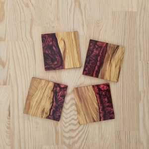 Handcrafted Natural Wood & <b>Epoxy</b> <b>Resin</b> Beverage Coaster Set Stylish Protective Drink Coasters for Home, Office & Cafe <b>Tables</b> - Product Image 1