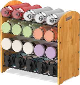 ที่เก็บขวดน้ำไม้ไผ่แบบซ้อนได้ สีดำ ประหยัดพื้นที่ สำหรับห้องครัว - Product Image 2