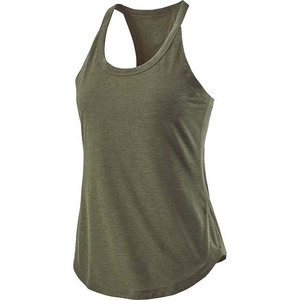 Débardeur décontracté pour femme vert olive, col rond, couleur unie, respirant, tricoté - Product Image 1