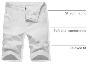 Shorts en jean blanc pour homme, coupe droite, taille mi-haute, en coton, décontractés, pour l'été, avec fermeture éclair décorative - Product Image 6