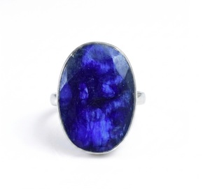 Bague en argent sterling 925 avec saphir bleu naturel ovale, fabrication artisanale, bijoux élégants, fournisseur de bijoux fins - Product Image 1