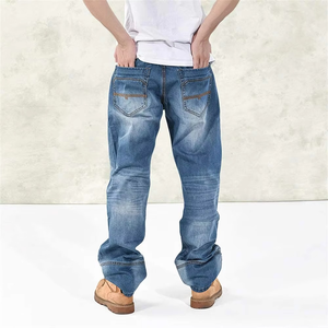 Jeans Casuales de Algodón para Hombre, Estilo Urbano, Unisex, Extra Holgados, Rectos, Azules, de Pierna Ancha, Pantalones de Mezclilla - Product Image 4
