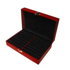 Boîte de rangement professionnelle rectangulaire à motif crocodile pour bagues, avec sept rangées et un design de rangement à douze fentes, 195x125x56mm - Product Image 1