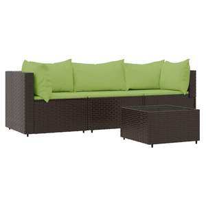 Ensemble de salon de jardin marron avec coussins verts - Product Image 2