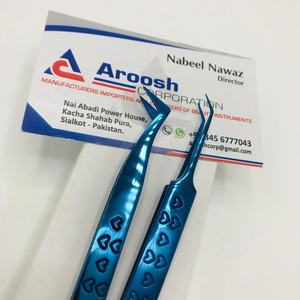 Pinzas de extensión de pestañas de acero inoxidable azul Plasma profesional de alta calidad logotipo personalizado hermoso agarre de corazón punta puntiaguda - Product Image 6