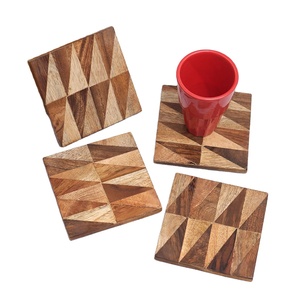 Sous-verres en bois brun sous-verres carrés en bois d'acacia sous-verres en acacia d'approvisionnement d'usine avec support boisson thé personnalisé - Product Image 1