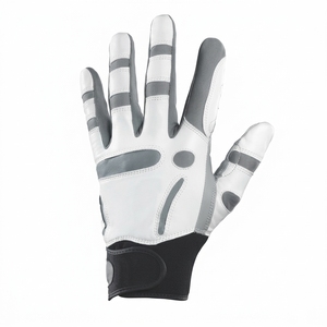 Gants de golf unisexes en cuir PU, blanc et gris, antidérapants, avec fermeture auto-agrippante, pour droitier - Product Image 4