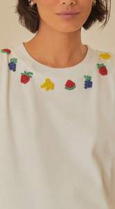 Top de Punto Blanco con Bordado Floral Azul, Chaleco sin Mangas para Mujer, Cuello Redondo, Camisa Casual de Verano, Blusa, Ropa de Moda - Product Image 4