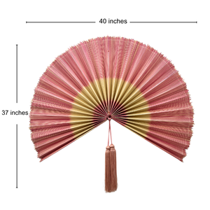 Magnifique éventail mural en bambou rose, design circulaire minimaliste avec pompon, pour la décoration de salon, fabriqué au Vietnam. - Product Image 6