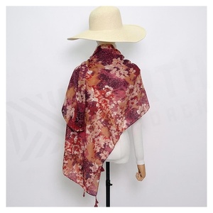 Pañuelo Largo de Seda con Estampado Floral para Mujer, Elegante, Multifuncional, Accesorio de Moda para Todas las Temporadas - Product Image 2