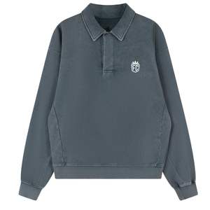 ชุดเสื้อโปโลแขนยาวสีเทาแบบหนาและกางเกงจ็อกเกอร์สำหรับผู้ชาย ผ้าฝ้าย สตรีทแวร์ กางเกงขายาวมีขอบยางยืดที่คอเสื้อ แฟชั่น - Product Image 1